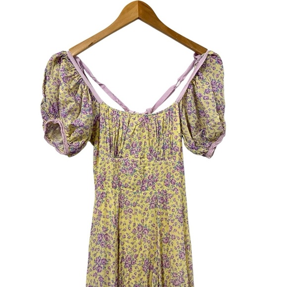 LoveShackFancy Womens Jessie Floral Maxi Dress Sz 0 Purple Rain Drop Lined - Picture 13 of 13